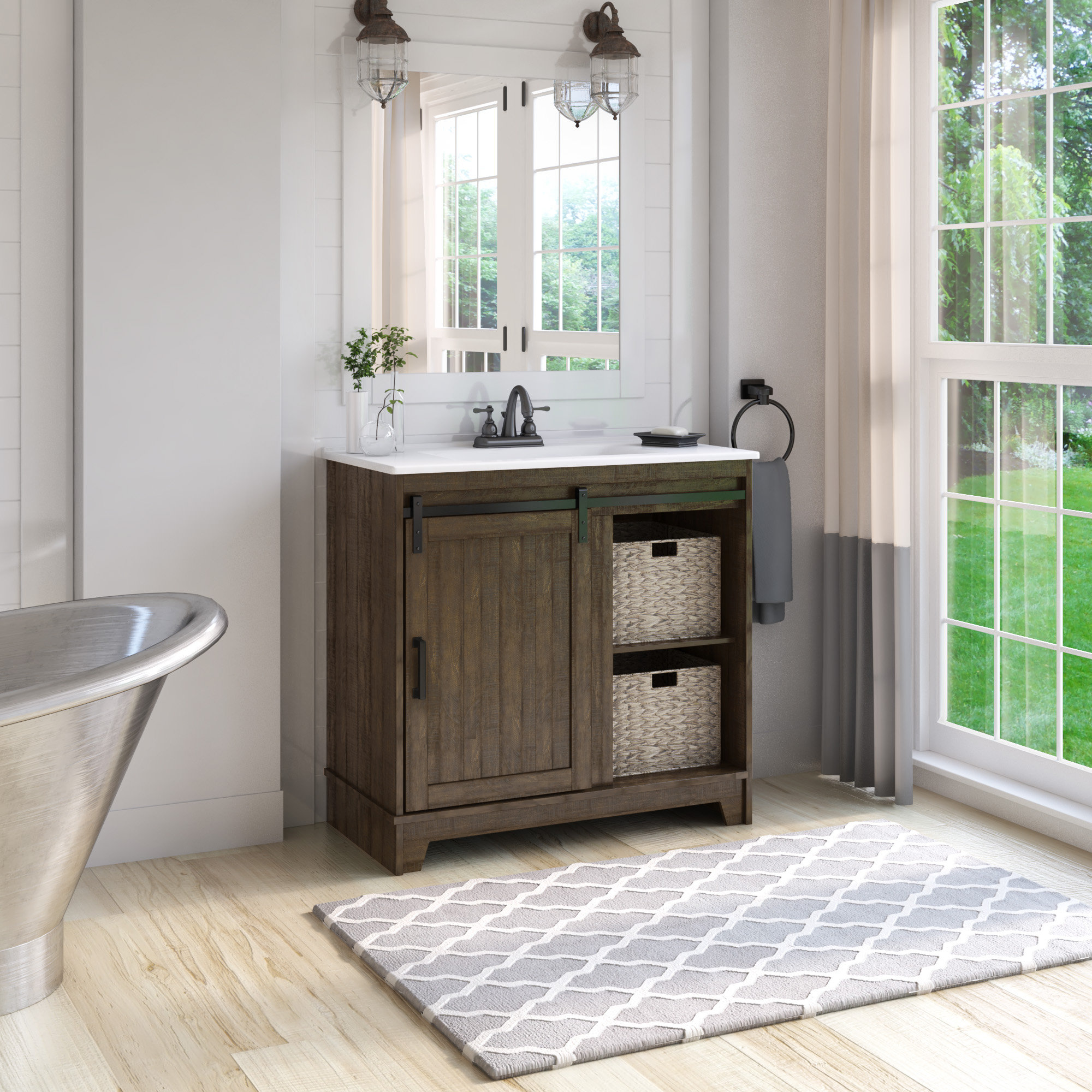 Gracie Oaks Trogdon Sliding Barn Door 36 Quot Single Bathroom